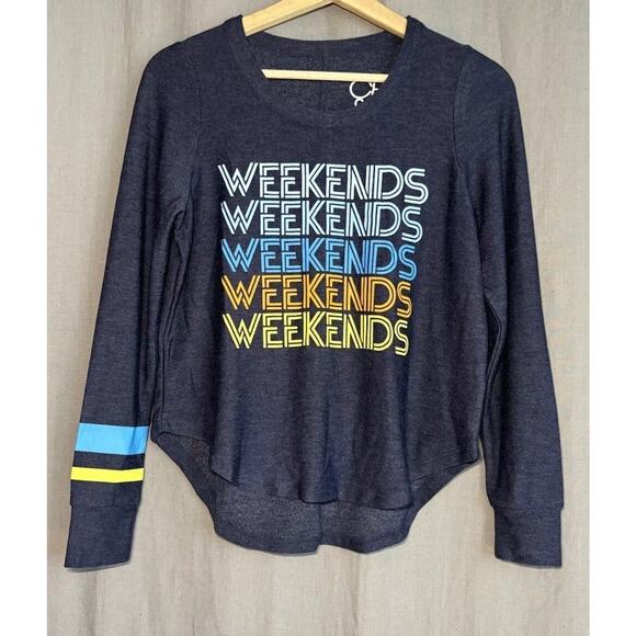 Chaser Nordstrom NWT Weekends Blue Soft Thin Sweatshirt SIZE XSMALL - Picture 6 of 10